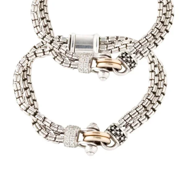 MICHAEL DAWKINS DIAMOND 14K YELLOW GOLD & STERLING SILVER LINK BRACELET